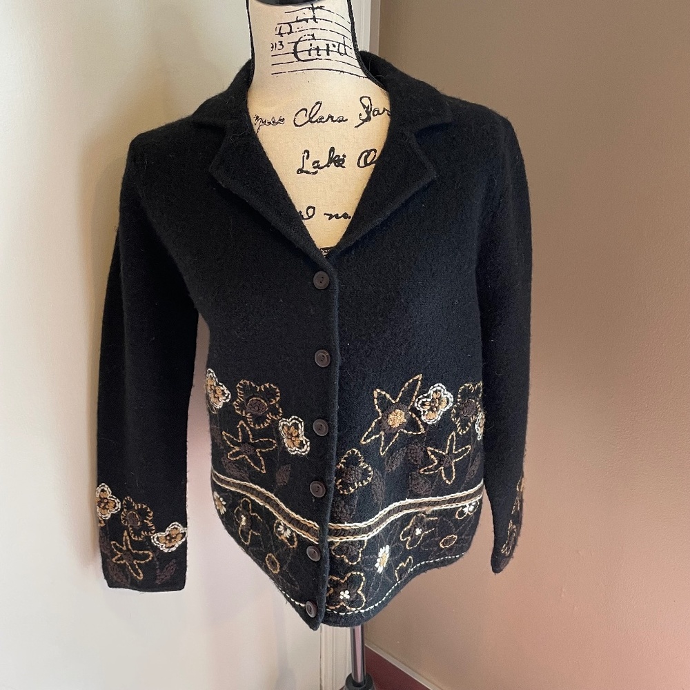 Paraphrase wool embroidered sweater jacket
